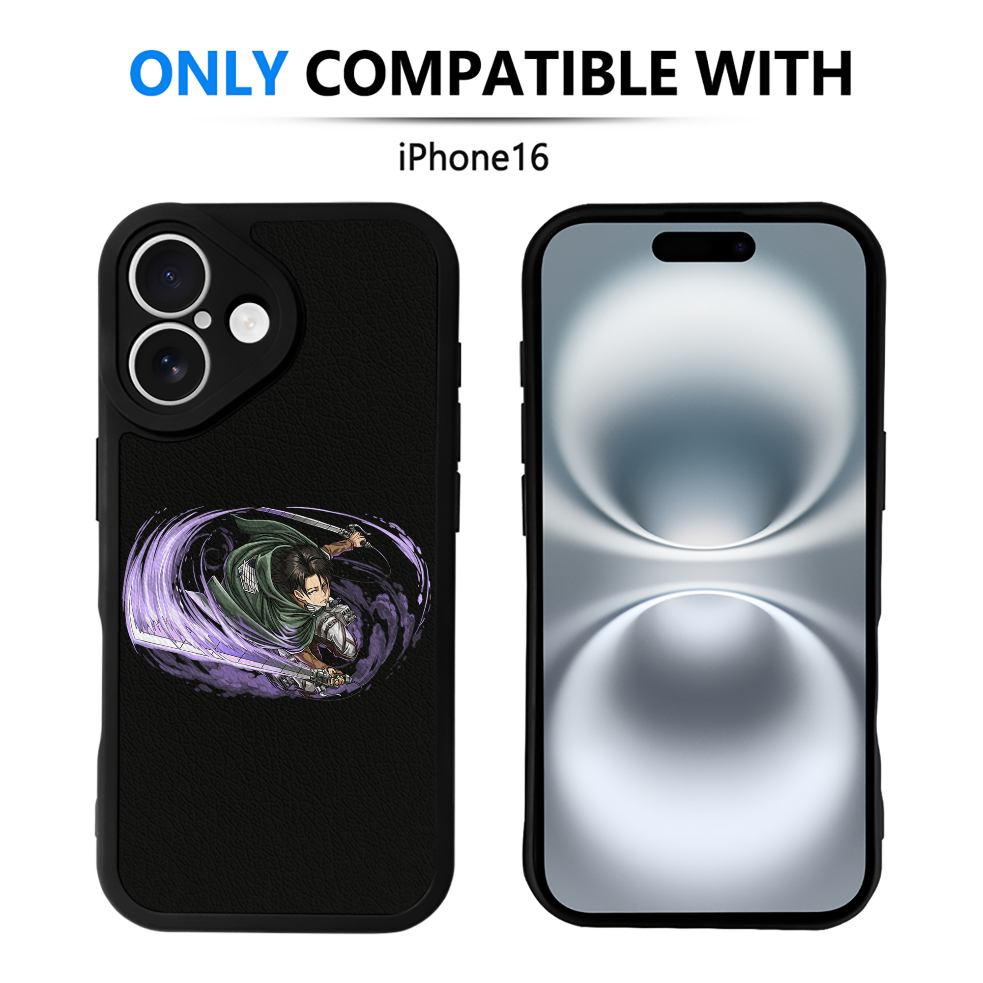 （画像用） 進撃の巨人 リヴァイ·アッカーマン Attack on Titan Levi Ackerman 【iPhone 16シリーズ対応】シリコンスマホケース（レザー調） 材質：シリコン